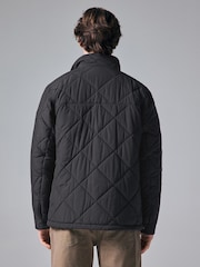 Svart - Diamond Quiltad Duschresistent Biker Jacka - Bild 3 av 10