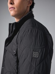 Svart - Diamond Quiltad Duschresistent Biker Jacka - Bild 4 av 10