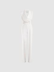 Reiss Ivory Saskia Satin Lapel Jumpsuit - Image 2 of 4