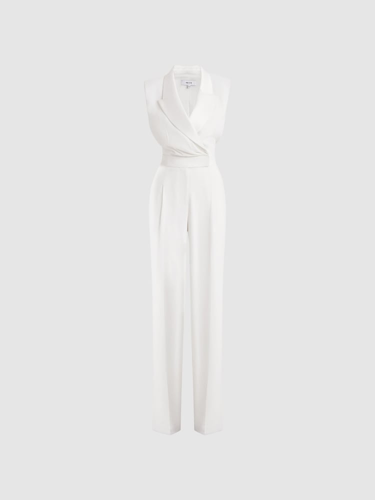 Reiss Ivory Saskia Satin Lapel Jumpsuit - Image 2 of 4