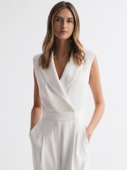 Reiss Ivory Saskia Satin Lapel Jumpsuit - Image 3 of 4