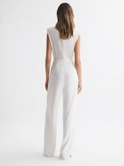 Reiss Ivory Saskia Satin Lapel Jumpsuit - Image 4 of 4