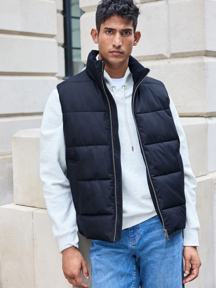 Navy Blue Funnel Neck Gilet - Image 1 of 9