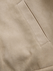 Stone Faux Suede Borg Collared Trucker Jacket - Image 10 of 10