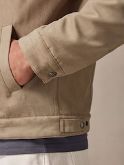 Stone Faux Suede Borg Collared Trucker Jacket - Image 5 of 10