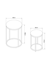 Dark Bronx Oak Effect Round Set of 2 Nest of Tables - Image 3 of 4