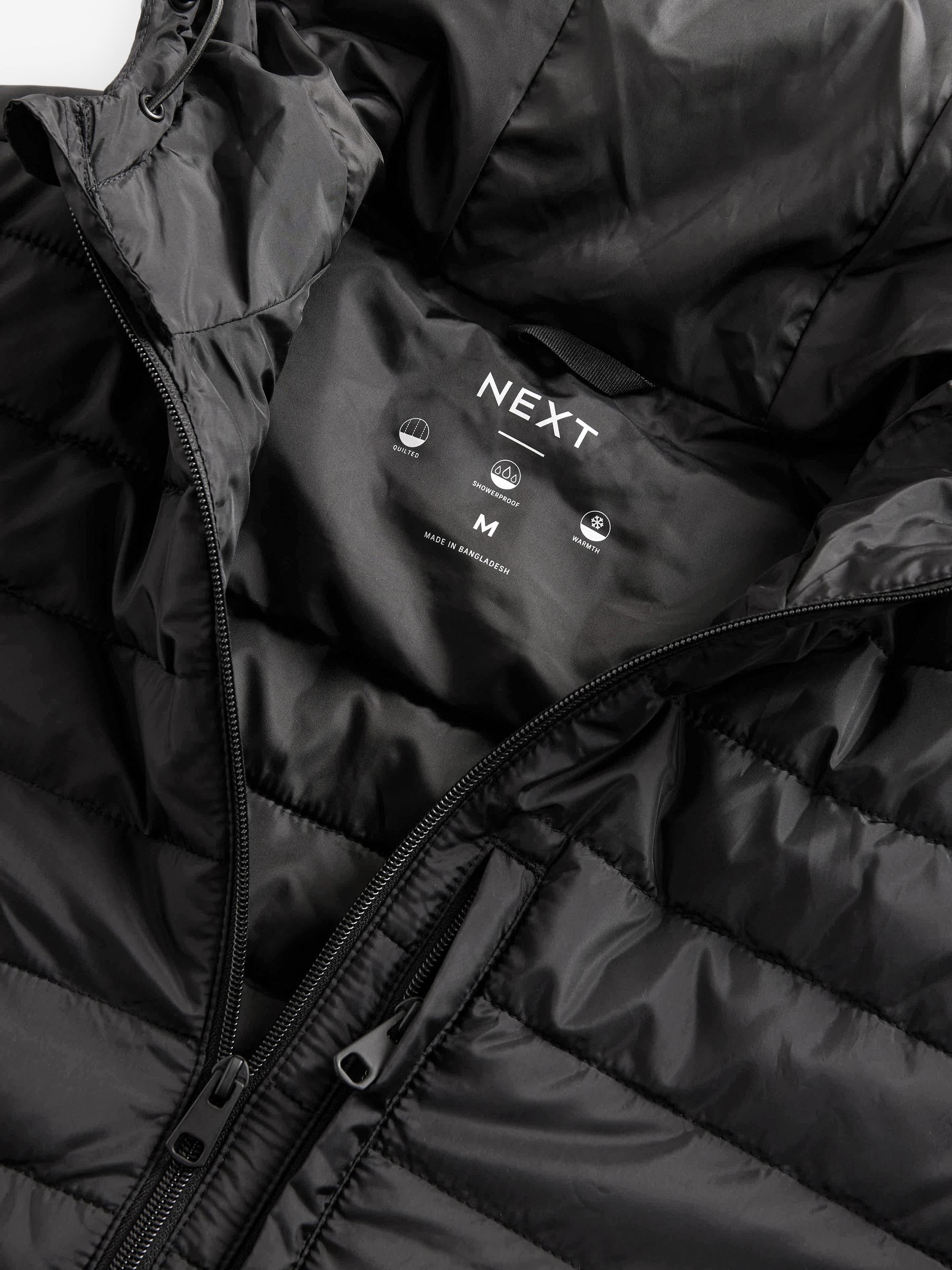 Buy Black Shower Resistant Lightweight Hooded Puffer Coat Jacket from Next Canada