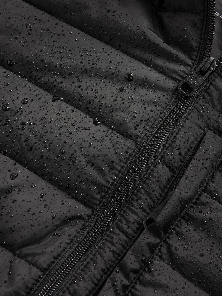 Black Shower Resistant Lightweight Hooded Puffer Coat Jacket - Image 4 of 14