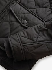 Black Shower Resistant Diamond Quilt Corduroy Collared Jacket - Image 11 of 11