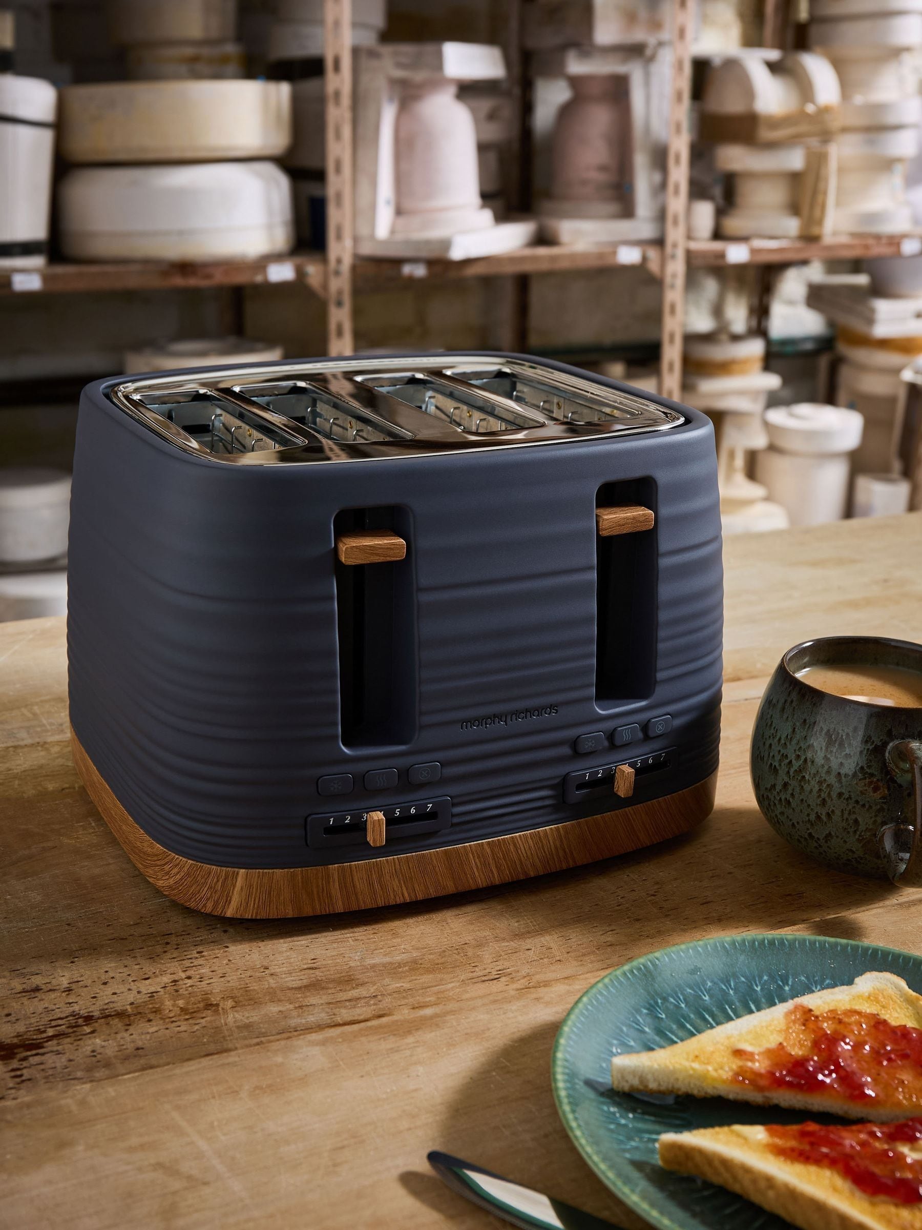 Morphy Richards Unisex Grey Clay 4 Slice Toaster In Small - Image 4