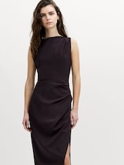 French Connection Brown Carley Draped Midi Dress - Image 2 of 6