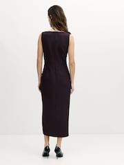French Connection Brown Carley Draped Midi Dress - Image 5 of 6