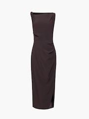 French Connection Brown Carley Draped Midi Dress - Image 6 of 6