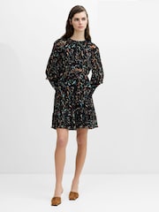 French Connection Black Kylie Claudette Ruffles Sleeve Waist Tie Mini Dress - Image 1 of 6