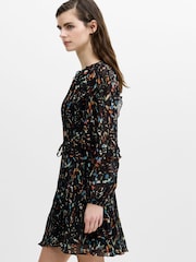 French Connection Black Kylie Claudette Ruffles Sleeve Waist Tie Mini Dress - Image 2 of 6