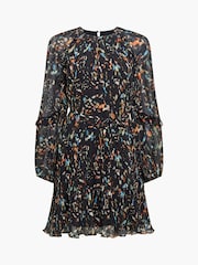 French Connection Black Kylie Claudette Ruffles Sleeve Waist Tie Mini Dress - Image 5 of 6