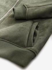 Green Faux Suede Borg Lined Zip Up Funnel Jacket - Image 7 of 9