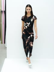 French Connection Brown Josephine Maxine Jersey Ruched Midi Dress - Image 2 of 7