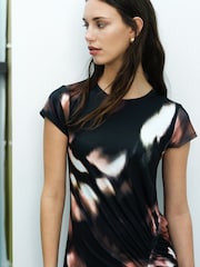 French Connection Brown Josephine Maxine Jersey Ruched Midi Dress - Image 3 of 7