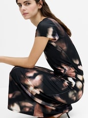 French Connection Brown Josephine Maxine Jersey Ruched Midi Dress - Image 4 of 7