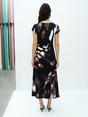 French Connection Brown Josephine Maxine Jersey Ruched Midi Dress - Image 5 of 7