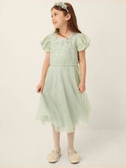Monsoon Green Keisa Embellished Lace Party Dress - Image 1 of 4