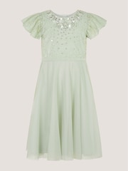 Monsoon Green Keisa Embellished Lace Party Dress - Image 2 of 4