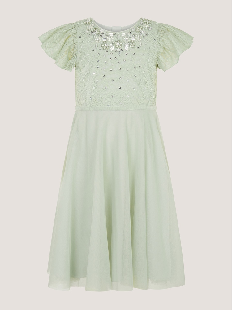 Monsoon Green Keisa Embellished Lace Party Dress - Image 2 of 4 Monsoon Green Keisa Embellished Lace Party Dress - Image 2 of 4
