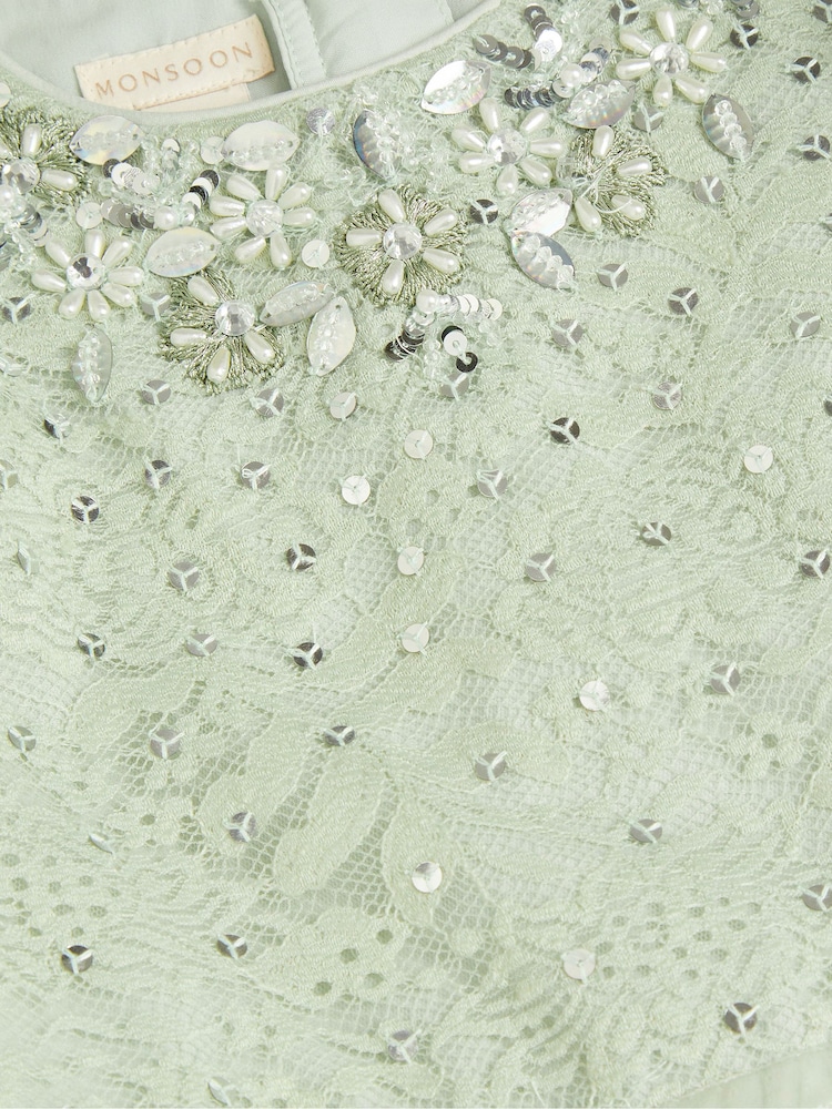 Monsoon Green Keisa Embellished Lace Party Dress - Image 4 of 4 Monsoon Green Keisa Embellished Lace Party Dress - Image 4 of 4