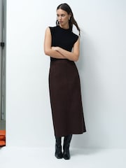 French Connection Brown Laney Suedette Skirt - Image 1 of 5