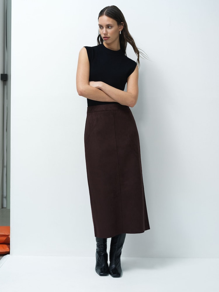 French Connection Brown Laney Suedette Skirt - Image 1 of 5 French Connection Brown Laney Suedette Skirt - Image 1 of 5