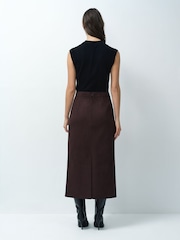 French Connection Brown Laney Suedette Skirt - Image 2 of 5
