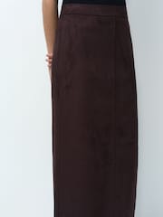 French Connection Brown Laney Suedette Skirt - Image 4 of 5