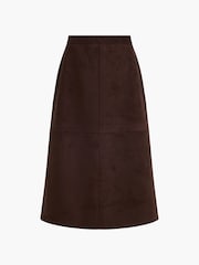 French Connection Brown Laney Suedette Skirt - Image 5 of 5