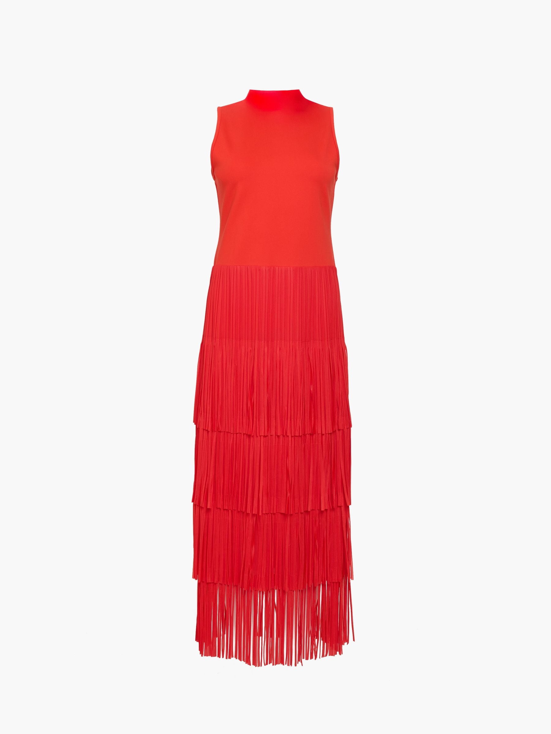 Buy French Connection Red Hilde Jersey Mix Fringe Dress from the