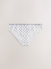 White Floral Brazilian Cotton Logo Knickers 4 Pack - Image 7 of 11