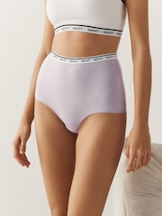 White Floral Full Brief Cotton Logo Knickers 4 Pack - Image 3 of 10