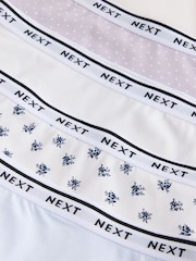 White Floral Full Brief Cotton Logo Knickers 4 Pack - Image 9 of 10