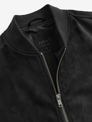 Black Faux Suede Bomber Jacket - Image 10 of 12