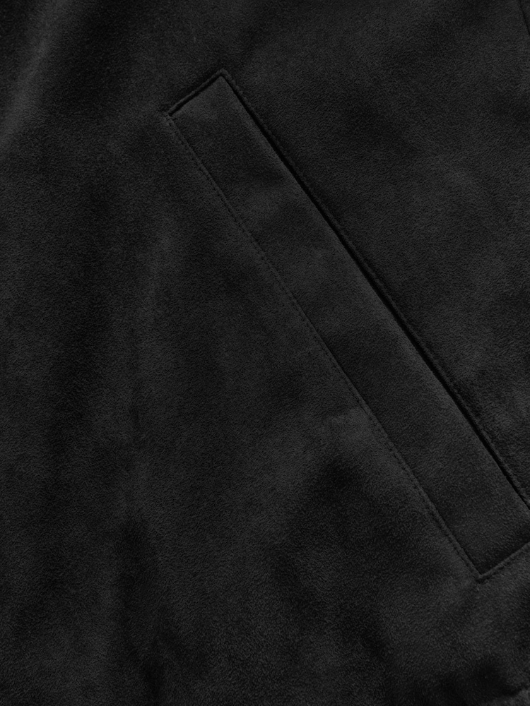 Black Faux Suede Bomber Jacket - Image 12 of 12