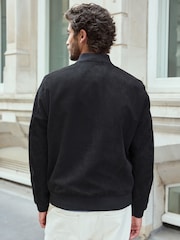 Black Faux Suede Bomber Jacket - Image 3 of 12