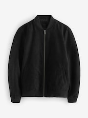 Black Faux Suede Bomber Jacket - Image 8 of 12