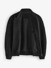 Black Faux Suede Bomber Jacket - Image 9 of 12
