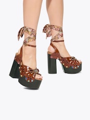 Kurt Geiger London Brown Butterfly Platform Sandals - Image 1 of 5