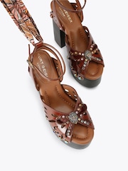 Kurt Geiger London Brown Butterfly Platform Sandals - Image 2 of 5