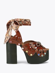 Kurt Geiger London Brown Butterfly Platform Sandals - Image 3 of 5