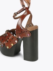 Kurt Geiger London Brown Butterfly Platform Sandals - Image 4 of 5