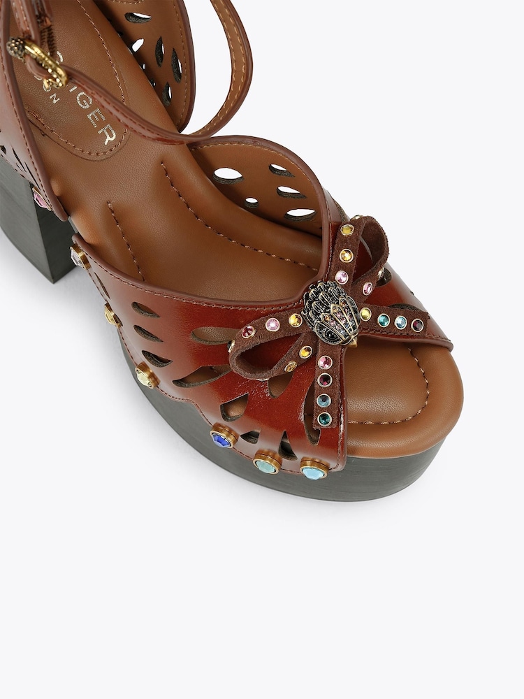 Kurt Geiger London Brown Butterfly Platform Sandals - Image 5 of 5