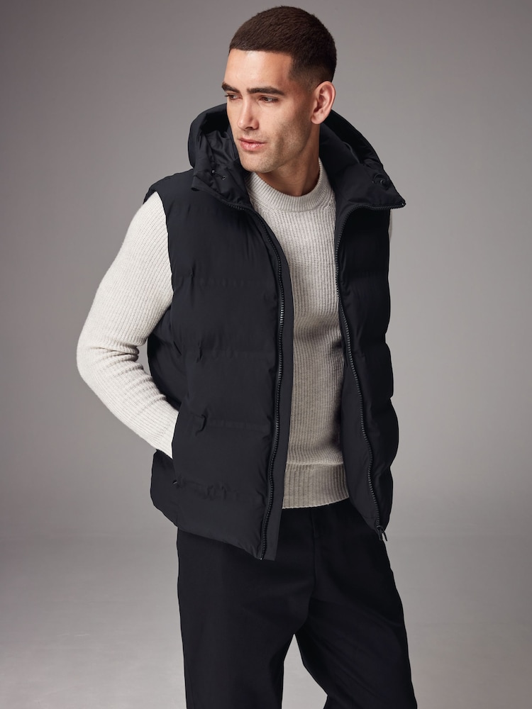 Black Shower Resistant Hooded Gilet - Image 1 of 15