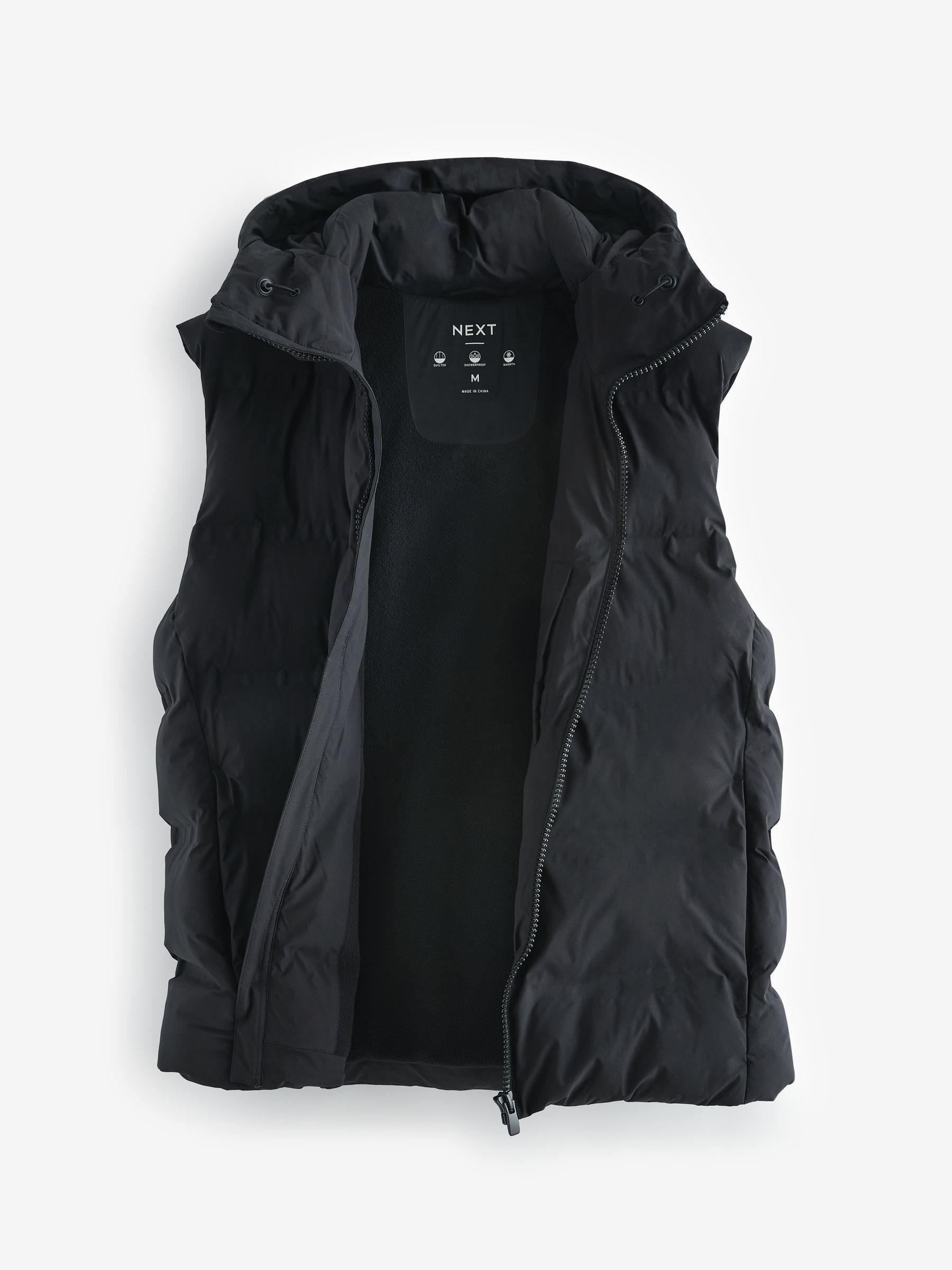 Buy Black Shower Resistant Hooded Gilet from Next USA